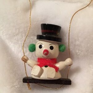 Festive Snowman Ornament with Red Scarf